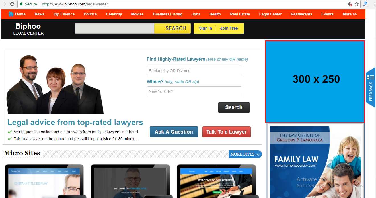 Legal Center Page Header Right Banners